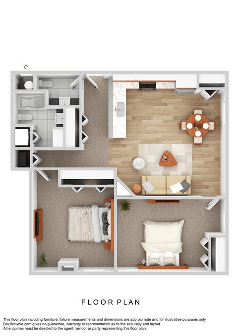 Floor plan for 2 beds, 2 baths, 1289 sqft